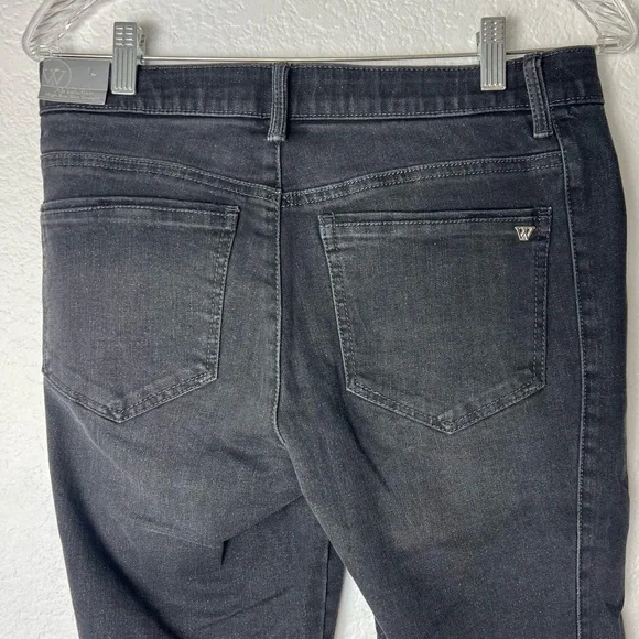 Wit & Wisdom Black glitter High Waisted Straight Leg Denim cuffed Jean - Picture 8 of 12